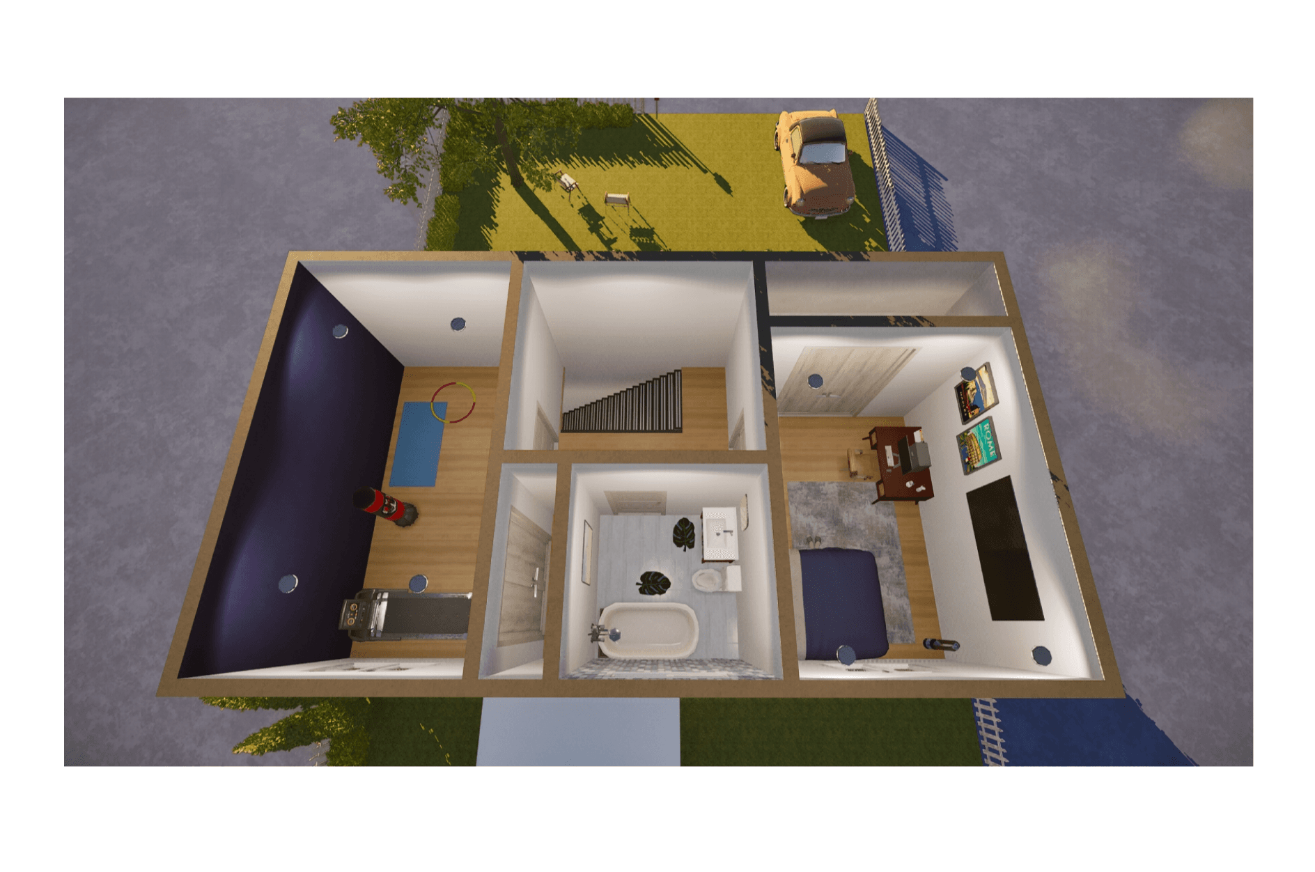 Hero image. Apartment 3D render or smart home dashboard