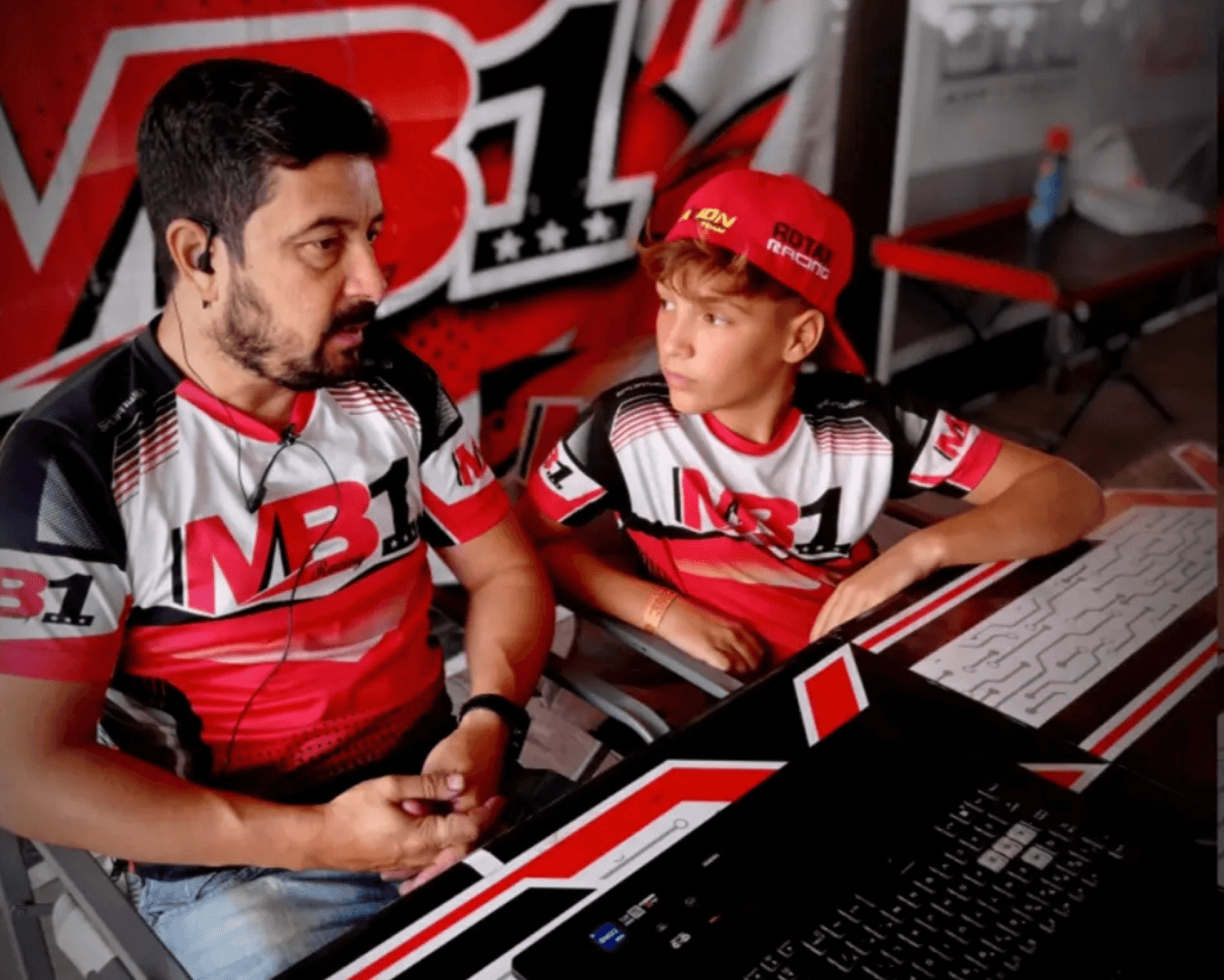 Hero image. MB1 Racing Kart team at the track.